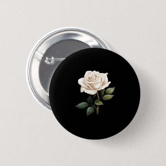 White Rose Graphic  Ronde Button 5,7 Cm (Voorkant /achterkant)