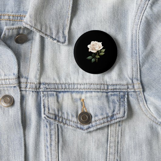 White Rose Graphic Ronde Button 5,7 Cm (In situ)