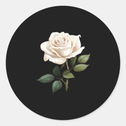 White Rose Graphic  Ronde Sticker (Voorkant)