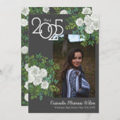 White Rose Gray Foto Afstuderen Aankondiging (Voorkant / Achterkant)