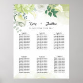 White Rose Green and White Floral Wedding Poster (Voorkant)