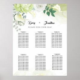 White Rose Green and White Floral Wedding Poster