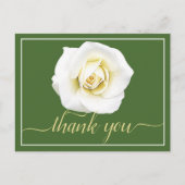 White Rose Green Background Bedankt Briefkaart (Voorkant)