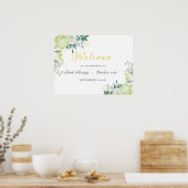 White Rose Green en White Floral Welkomstteken Poster (Keuken)