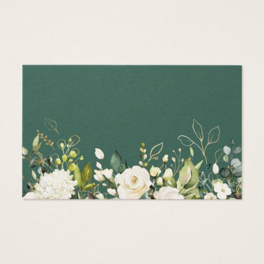 White Rose Green Floral Baby shower Diaper Raffle Visitekaartje (Achterkant)