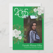 White Rose Green Foto Afstuderen Aankondiging (Voorkant)