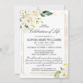 White Rose & Green Funeral Celebration of Life Kaart (Voorkant)