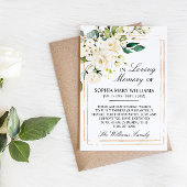 White Rose & Green Leaves Sympathie Memory Bedankkaart