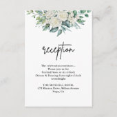 White Rose Greenery Bloemen bruiloft receptie Informatiekaartje (Voorkant)