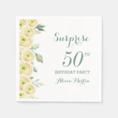 White Rose Greenery Flora Verrassing 50ste verjaar Servet (Voorkant)