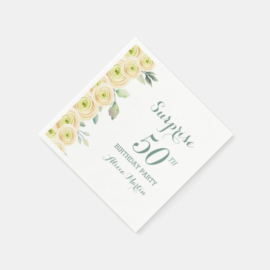 White Rose Greenery Flora Verrassing 50ste verjaar Servet (Hoek)