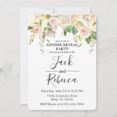 White Rose Greenery Gender onthulling Baby shower Kaart (Voorkant)