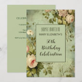 White Rose Greenery verjaardagsfeestje Kaart (Voorkant / Achterkant)