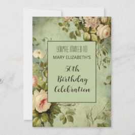 White Rose Greenery verjaardagsfeestje Kaart