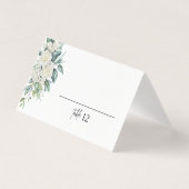 White Rose Greenery Wedding Gevouwen Plaats Kaart (Voorkant)