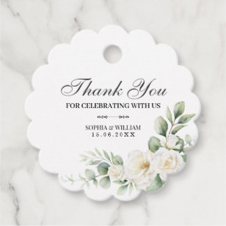 White Rose Greenery Wedding Thank You Favor Tag Bedankjes Labels