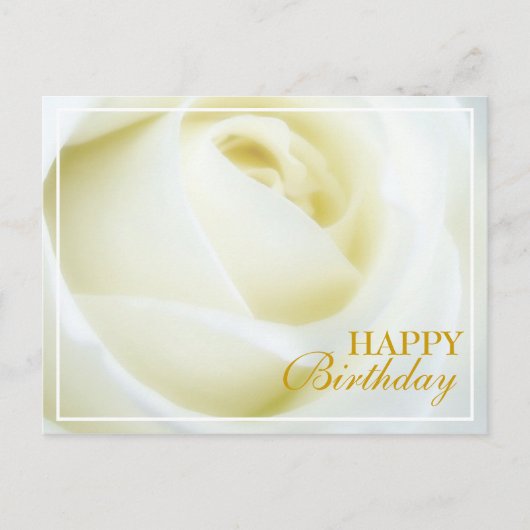 White Rose Happy Birthday Briefkaart (Voorkant)