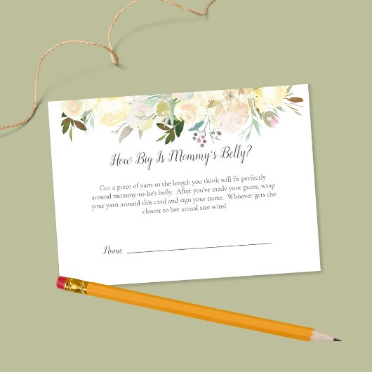 White Rose Hoe groot is mam's buik Baby shower spe Informatiekaartje