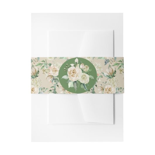 White Rose Hydrangea Floral Waterverf Pattern Uitnodigingen Wikkel (Voorkant Voorbeeld)