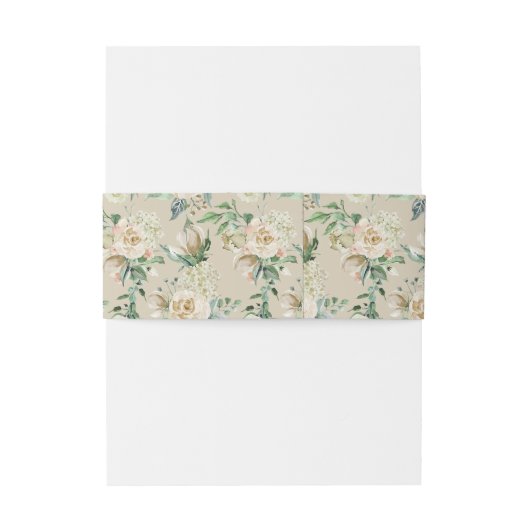 White Rose Hydrangea Floral Waterverf Pattern Uitnodigingen Wikkel (Achterkant Voorbeeld)