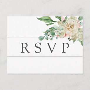 White Rose Hydrangea RSVP Briefkaart Maaltijd Keuz