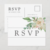 White Rose Hydrangea RSVP Briefkaart Maaltijd Keuz (Voorkant / Achterkant)