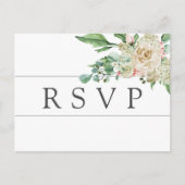 White Rose Hydrangea RSVP Briefkaart Maaltijd Keuz (Voorkant)
