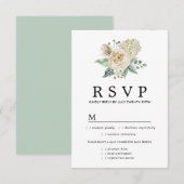 White Rose Hydrangea RSVP-kaart Maaltijdopties RSVP Kaartje (Voorkant / Achterkant)