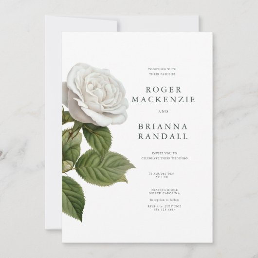 White Rose Invitation Kaart (Voorkant)