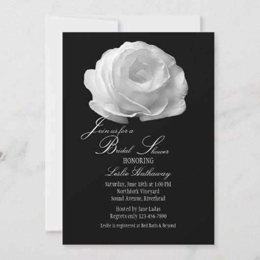 White Rose Invitation Kaart (Voorkant)