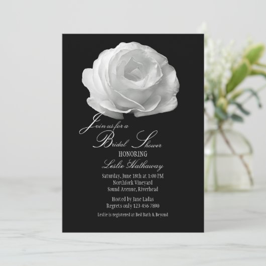 White Rose Invitation Kaart (Staand voorkant)