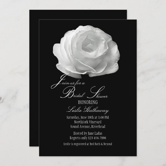 White Rose Invitation Kaart (Voorkant / Achterkant)