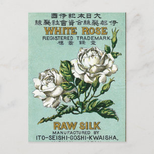 White Rose  Japans zijde label Briefkaart