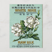 White Rose  Japans zijde label Briefkaart (Voorkant)