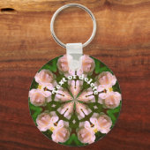 White Rose Kaleidoscope Flower Art gepersonaliseer Sleutelhanger (Achterkant)