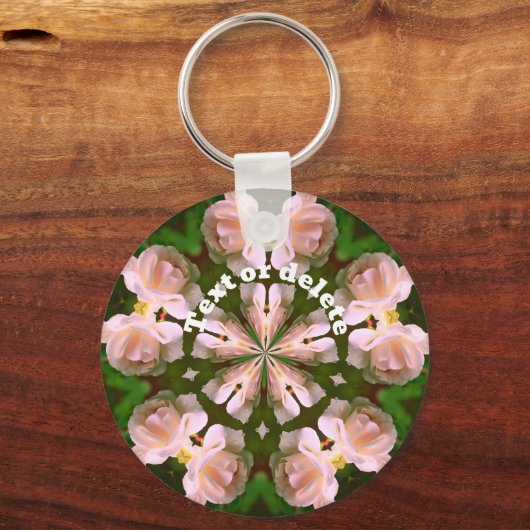 White Rose Kaleidoscope Flower Art gepersonaliseer Sleutelhanger (Voorkant)