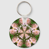 White Rose Kaleidoscope Flower Art gepersonaliseer Sleutelhanger (Achterkant)