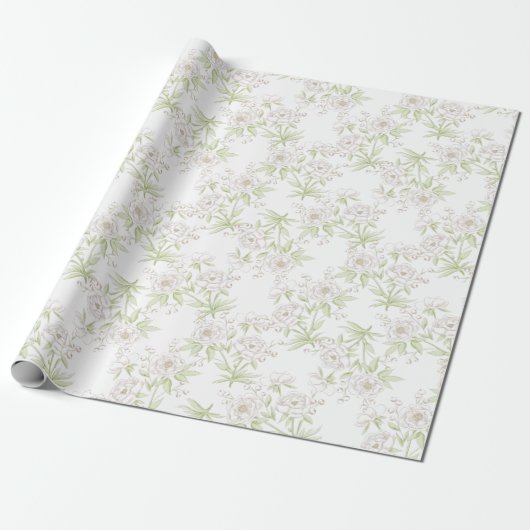 White Rose Klassieke Bruiloft Cadeaupapier (Uitgerold)