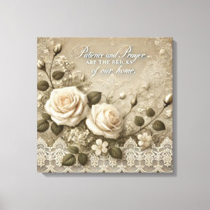 White Rose Lace AI kunst Canvas Afdruk