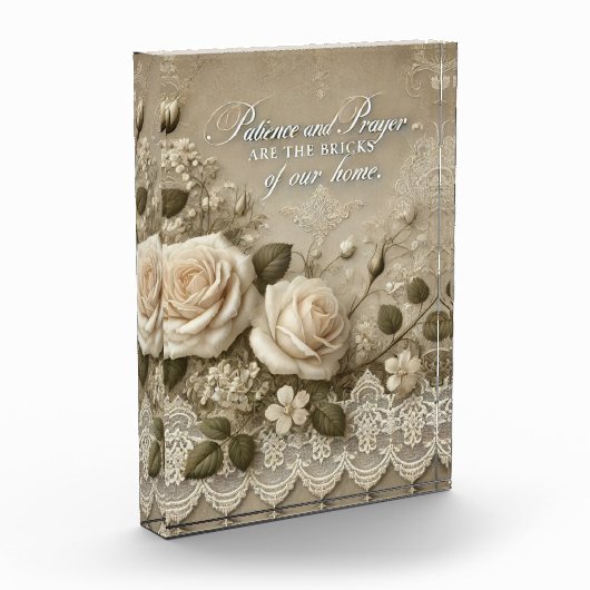 White Rose Lace AI kunst Fotoblokken (Links)