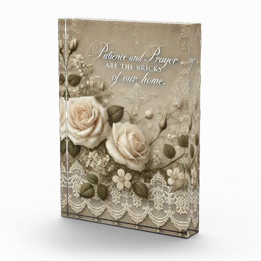 White Rose Lace AI kunst Fotoblokken (Rechts)