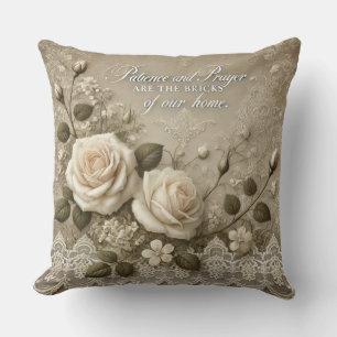 White Rose Lace AI kunst Kussen
