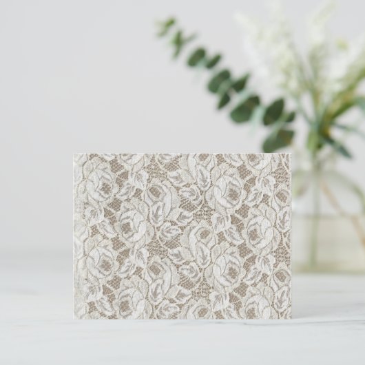  White Rose Lace Briefkaart (Staand voorkant)