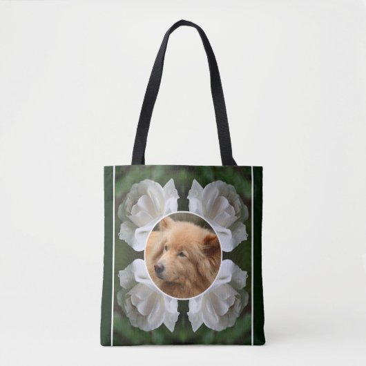 White Rose Lijst Creëer Uw Eigen Pet Foto Tote Bag (Voorkant)
