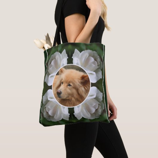 White Rose Lijst Creëer Uw Eigen Pet Foto Tote Bag (Dichtbij)