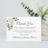 White Rose Lovely Wedding Flat Dank je wel Bedankkaart (Staand voorkant)