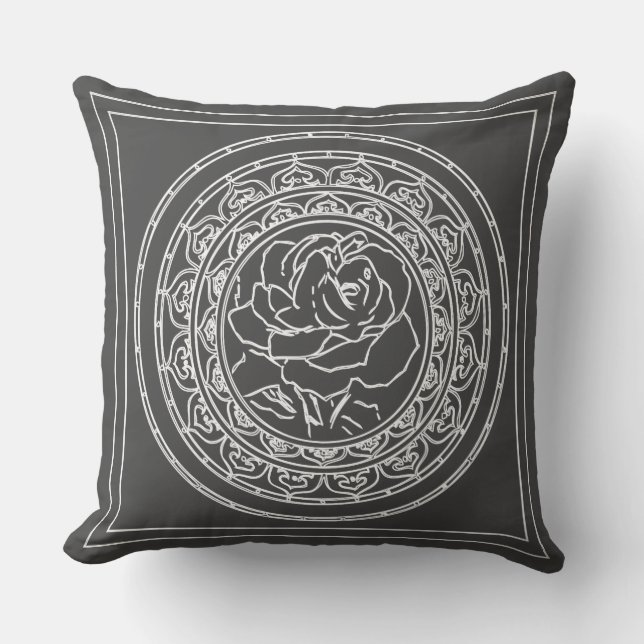 White Rose Mandala - Pillow Kussen (Voorkant)