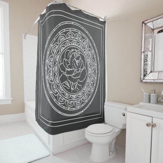 White Rose Mandala - Shower Curtain Douchegordijn (In situ)