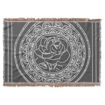 White Rose Mandala - Throw Blanket