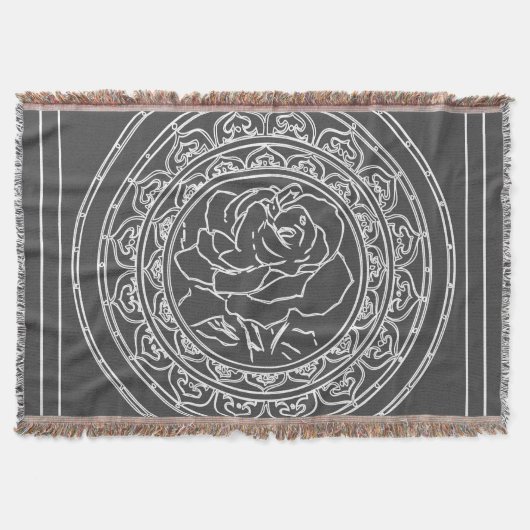 White Rose Mandala - Throw Blanket Deken (Voorkant)